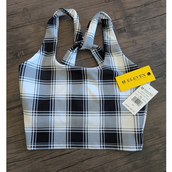 EleVen by Venus Williams Tops - EleVen by Venus Williams One More Time Tank Black White Plaid Crop Top XS NEW